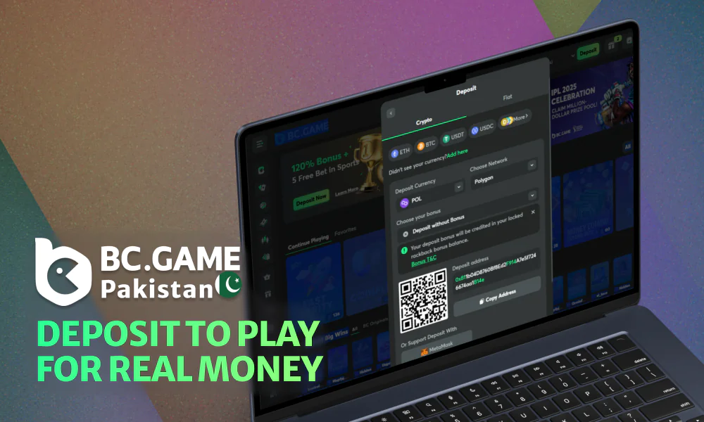 Deposit options for Pakistani users on BC Game