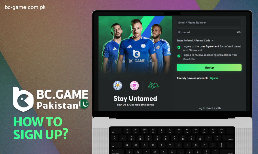 How to sign up at BC Game Pakistan