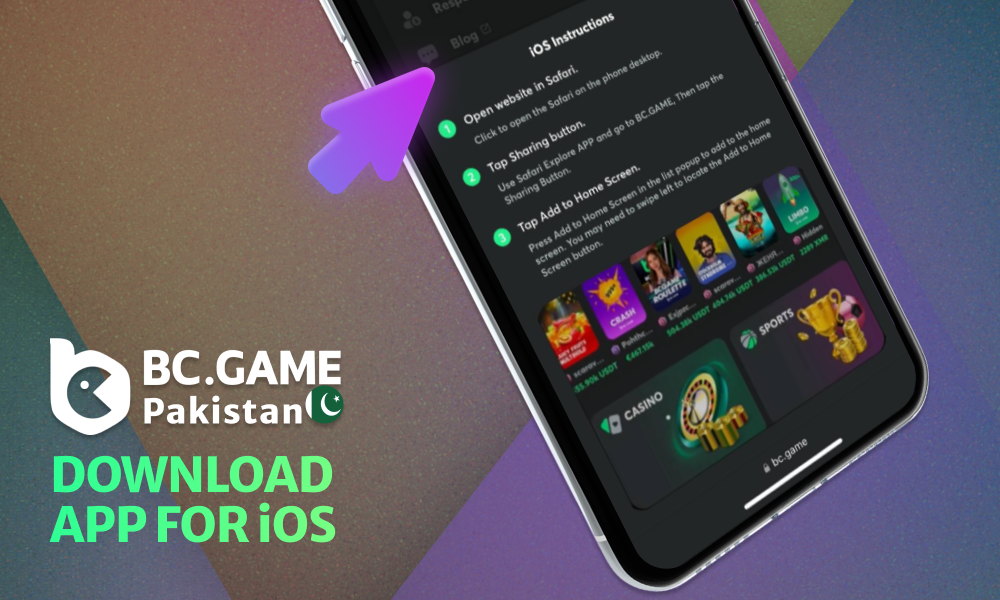 Instructions on how to download and install BC Game app on iOS