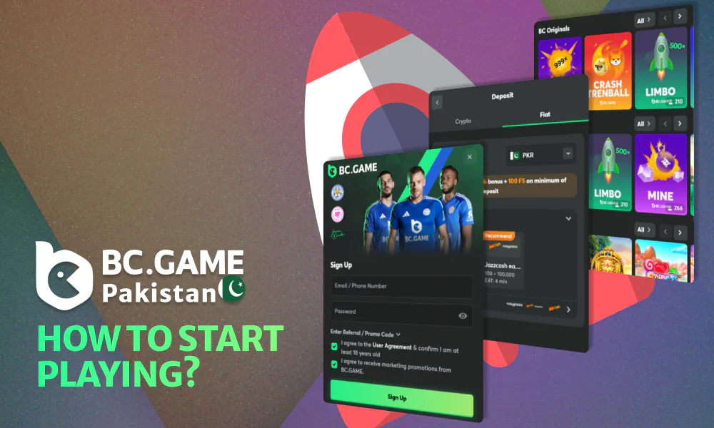 Start playing in little steps at BC Game in Pakistan