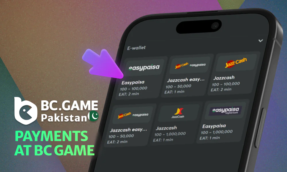 BC Game - payment methods for Pakistani players