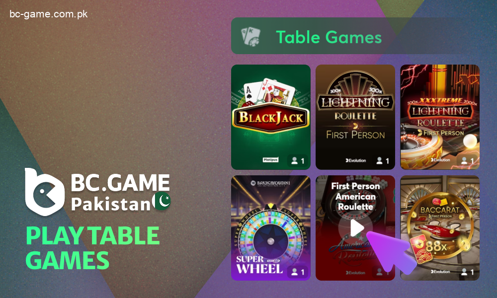 Classic table games for BC Game users