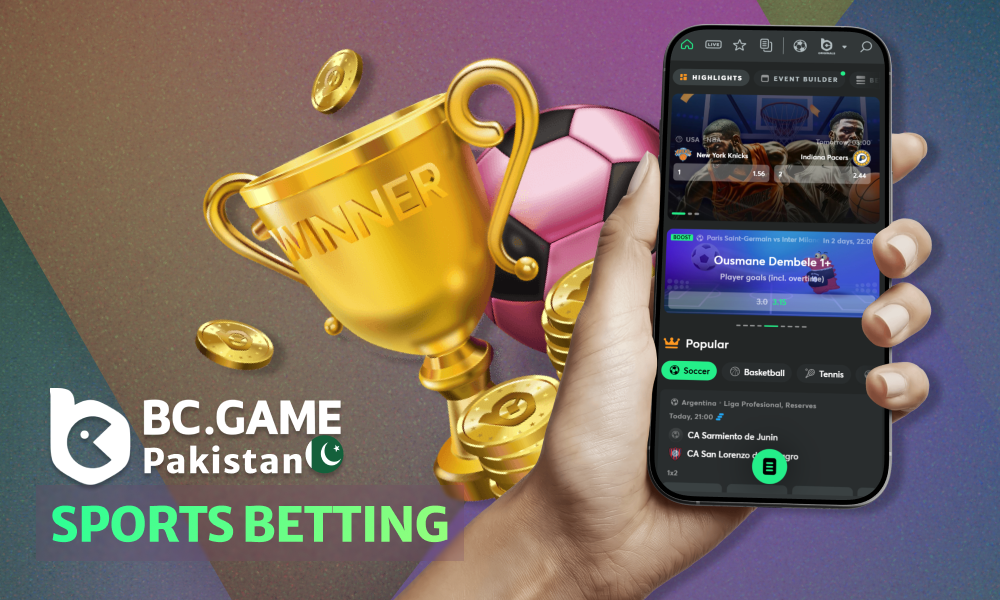 Place sports bets at BC Game Pakistan App